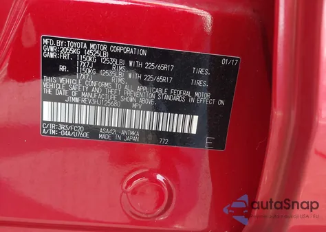 2017 Toyota Rav4 Xle from USA, damaged, VIN JTMWFREV3HJ125680